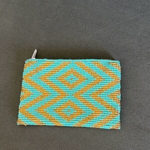 Turquoise & Gold Beaded Pouch